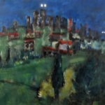 Acryl schilderij op papier, Maya Wildevuur, Landschap, 2000